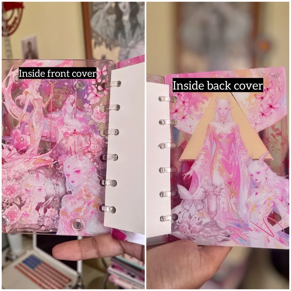 NEW Acrylic Binder Notebook Journal Zodiac Wicca Goth Princess Diary A7 Shaker